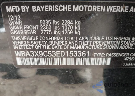 2014 BMW 335I Gran Turismo xDrive из США, поврежденный, VIN WBA3X9C53ED153361